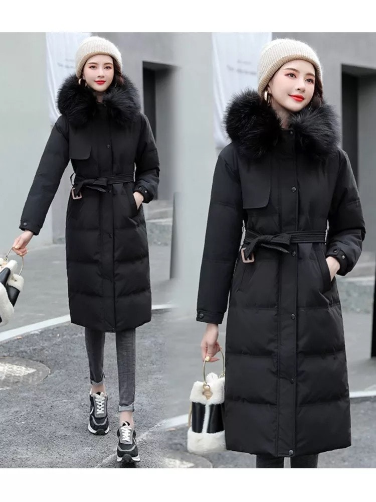 Jasmine down coat fake fur- black