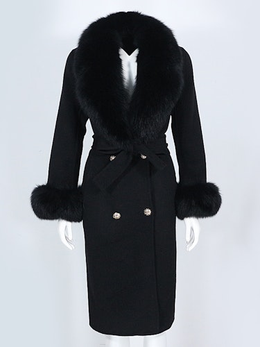 Vera wool mix fur coat- black