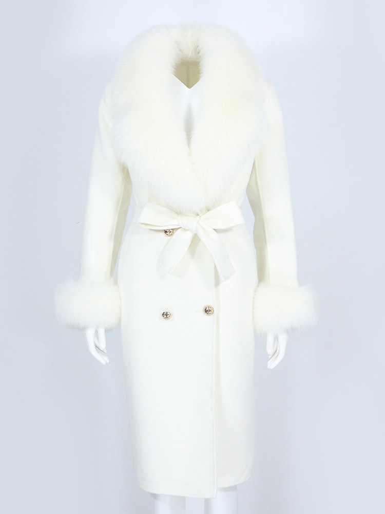 Vera wool mix fur coat- white - Forellie