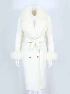 Vera wool mix fur coat- white