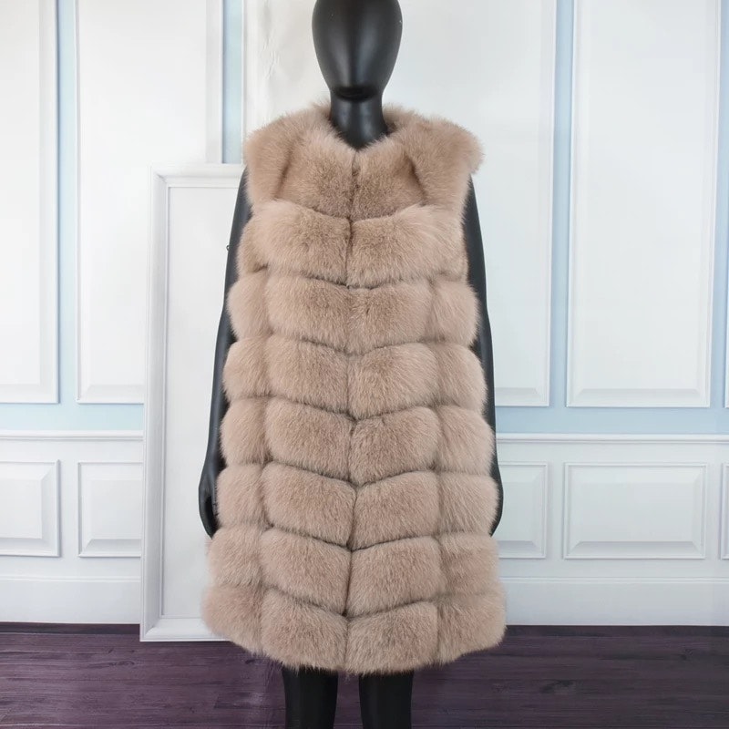 Esther long fur vest- khaki