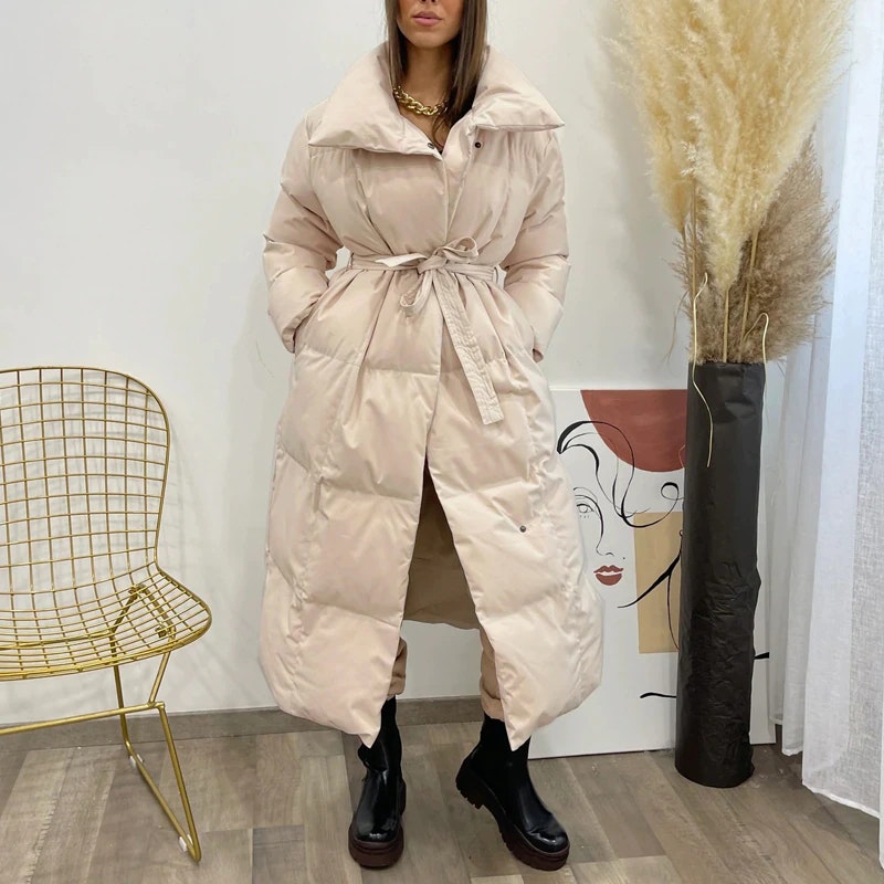 Lala long puffer jacket- beige