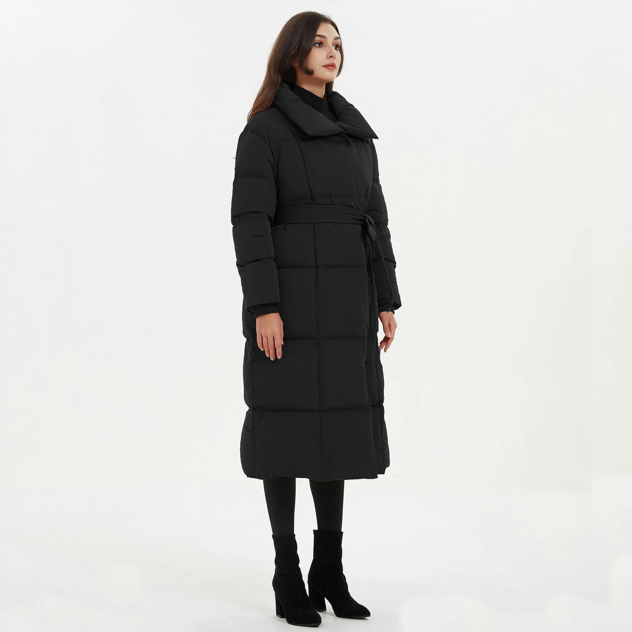 Lala long puffer jacket- black