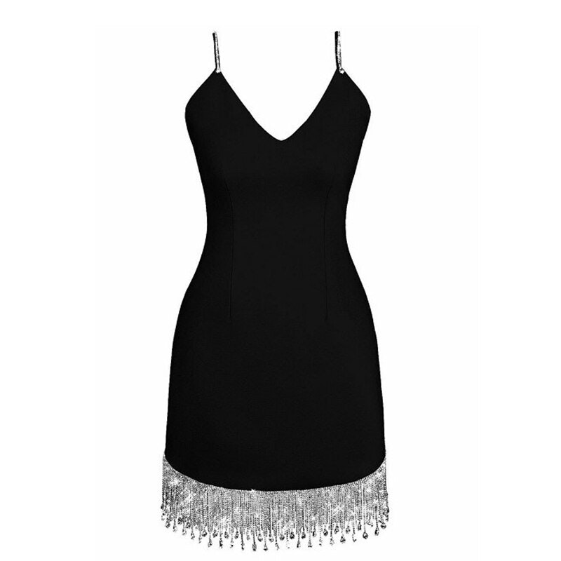 Britney rhinestone dress- black