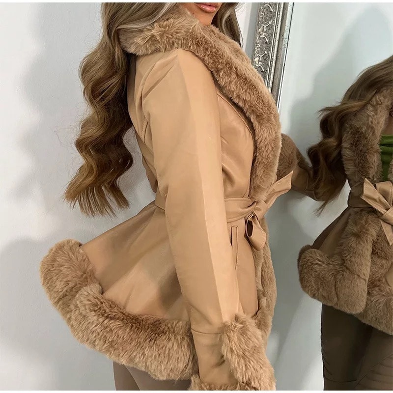 Dasha fake fur jacket- khaki