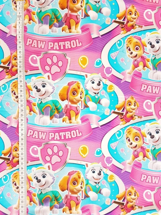 trikå tyg spel mönster stuvbit college trikåtyg rosa Paw Patrol