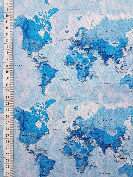 trikå tyg  mönster stuvbit college trikåtyg karta världen