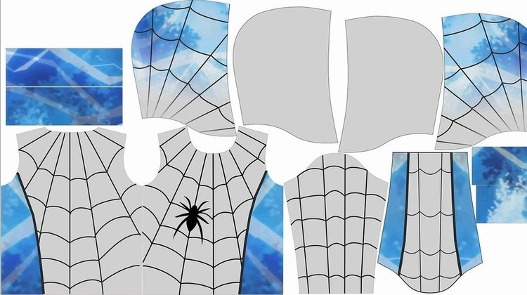 DIY Klipp och sy Tröja med spindel Spiderman Blå