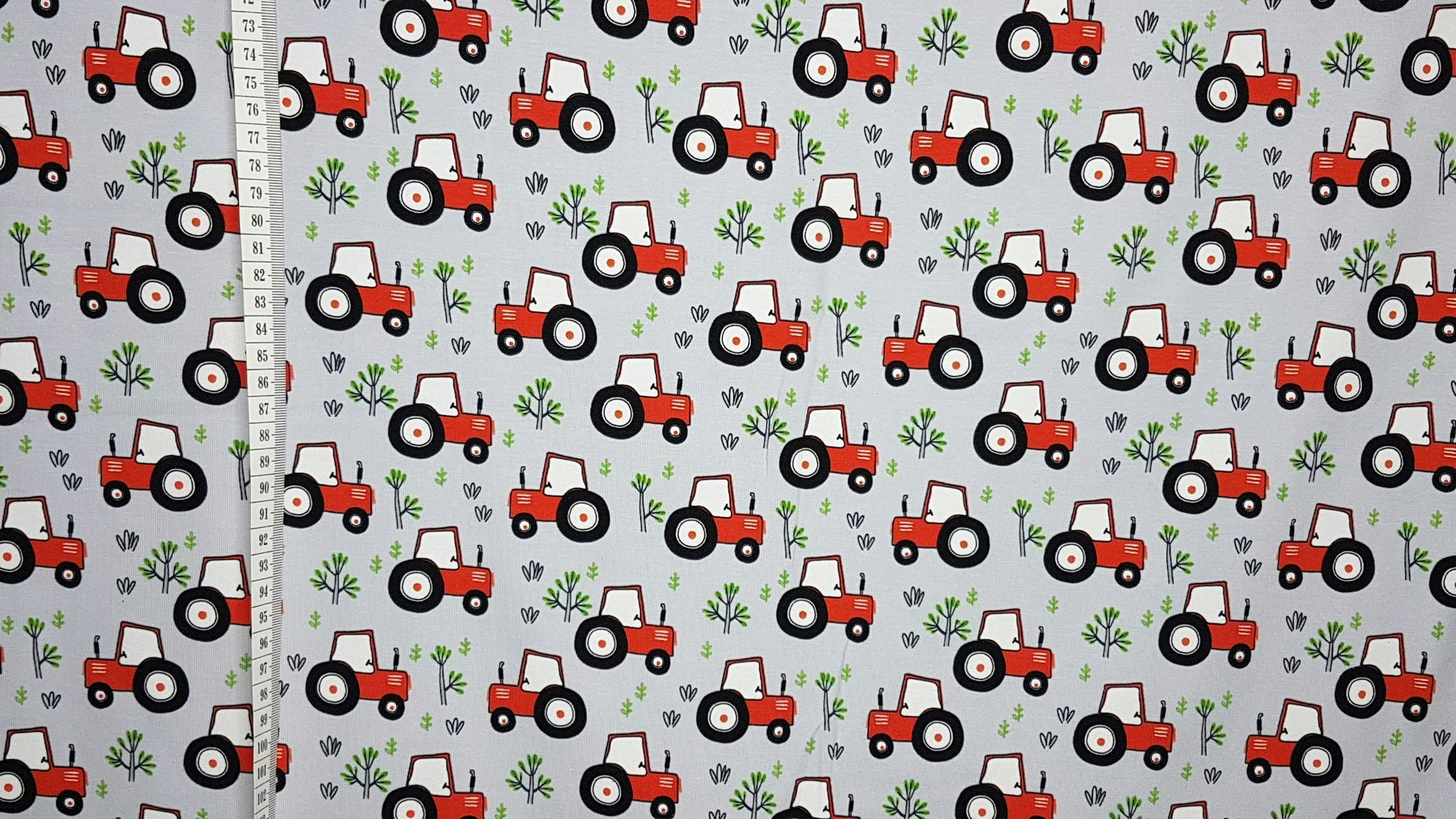 trikå tyg spel mönster stuvbit college trikåtyg single jersey traktor traktorer