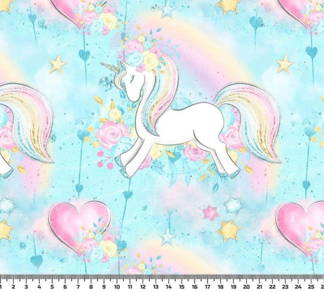 trikå tyg unicorn enhörning college trikåtyg barntyg barntyger