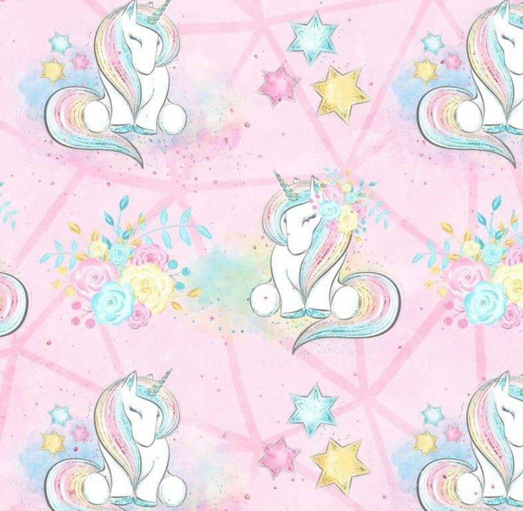 Trikå trikåtyg college stuvbit tygbitar enhörning unicorn stjärnor blommor enhörningar