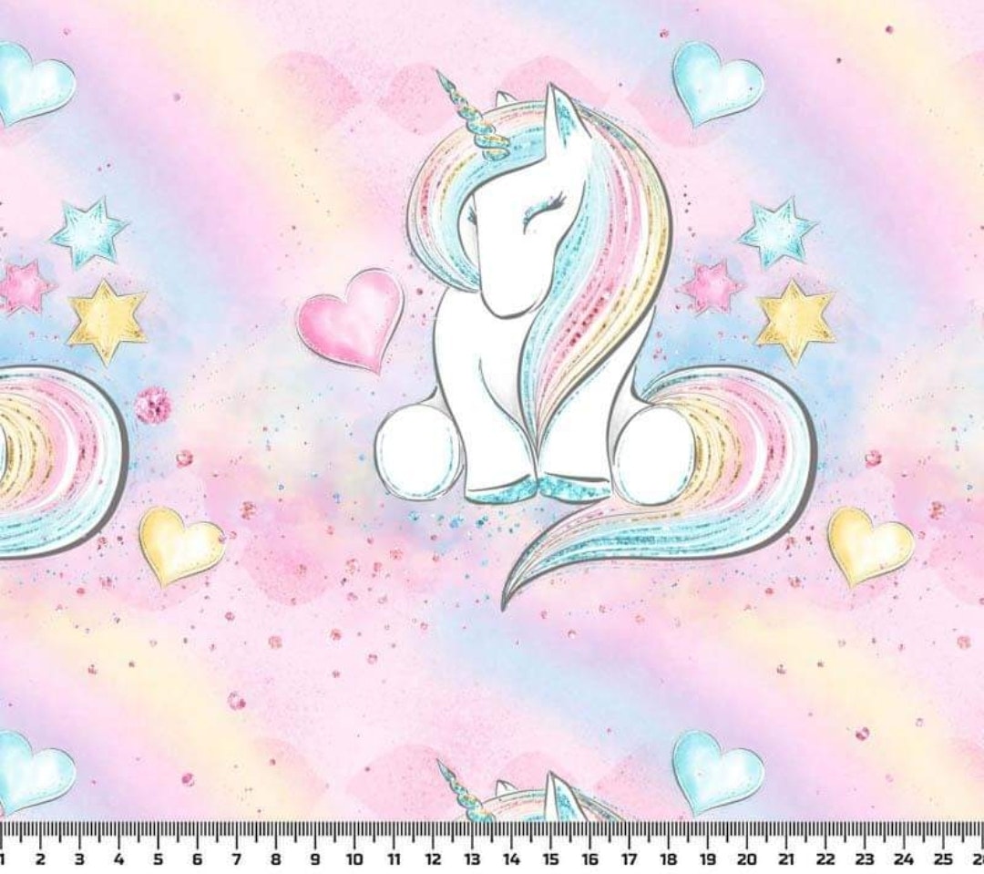 Trikå trikåtyg college stuvbit tygbitar enhörning unicorn stjärnor blommor enhörningar