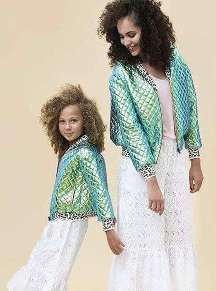 Quilt med foder jacka 3d metalic