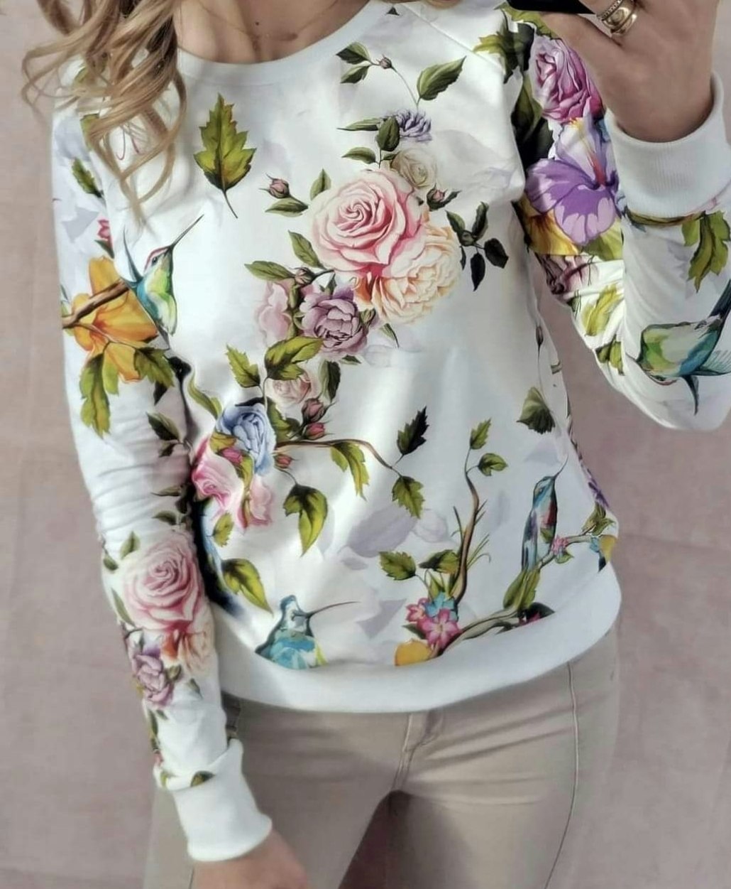 Blommor College French Terry