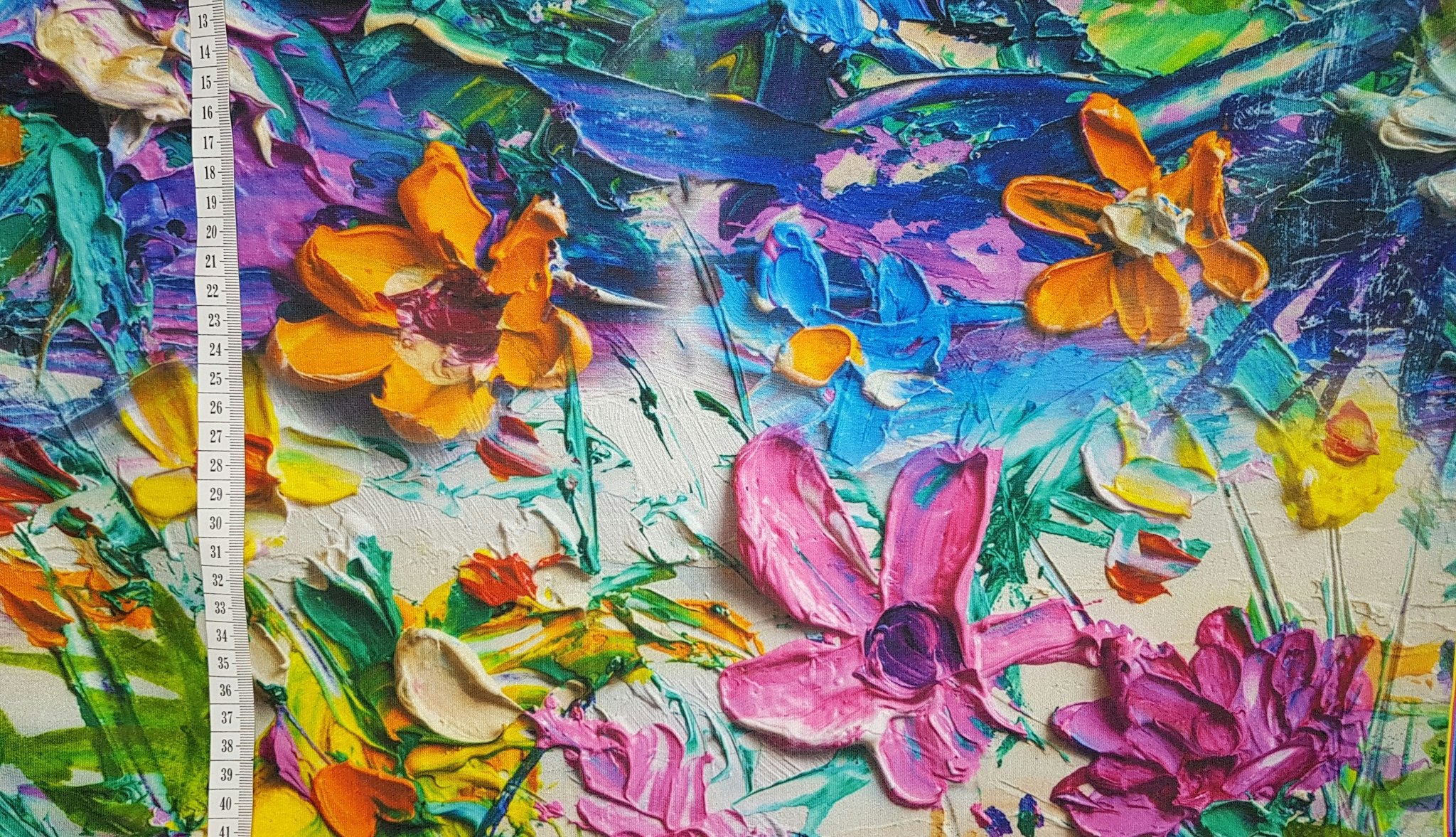 Blommor French Terry 85cm