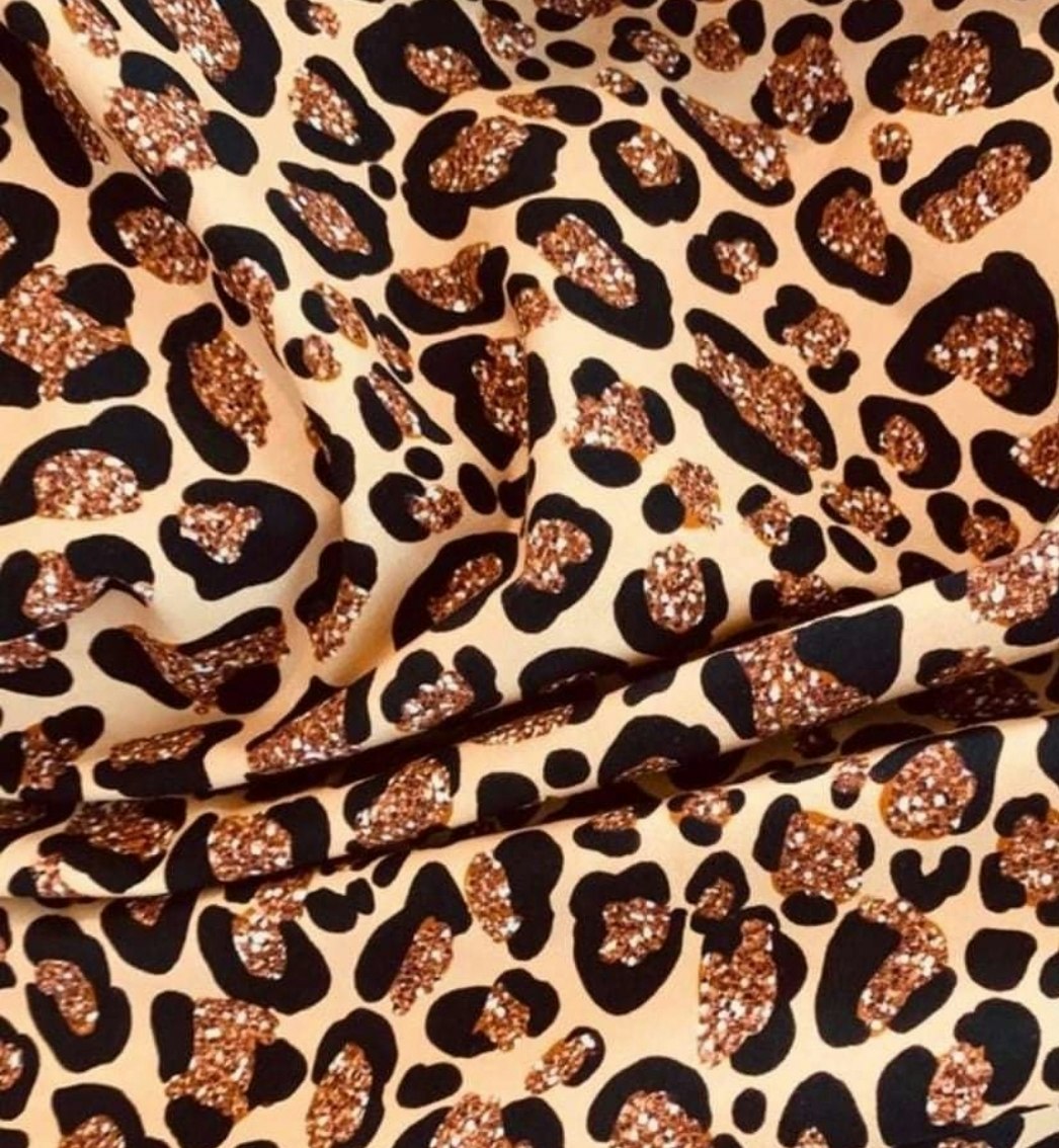 Leopard med Glitter College French Terry