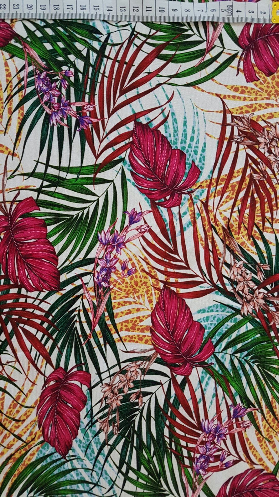 Blommor Blad Tropiska Jersey Viscose
