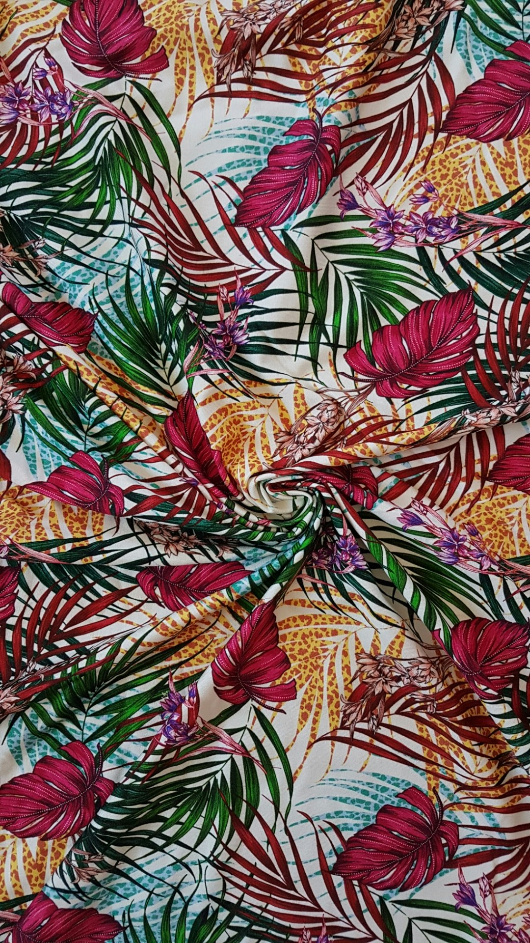 Blommor Blad Tropiska Jersey Viscose