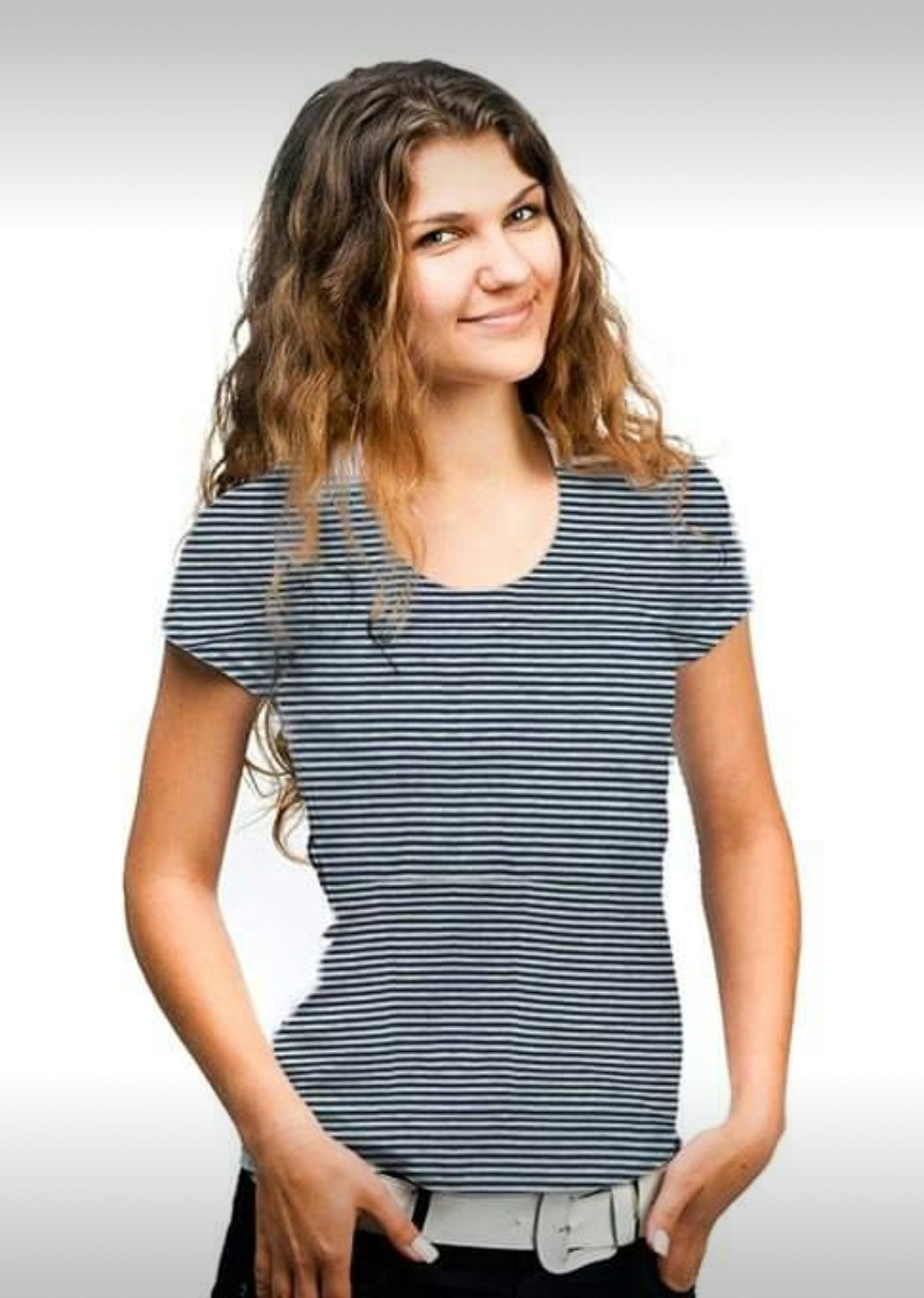 Randig Grå Blå Single Jersey OUTLET