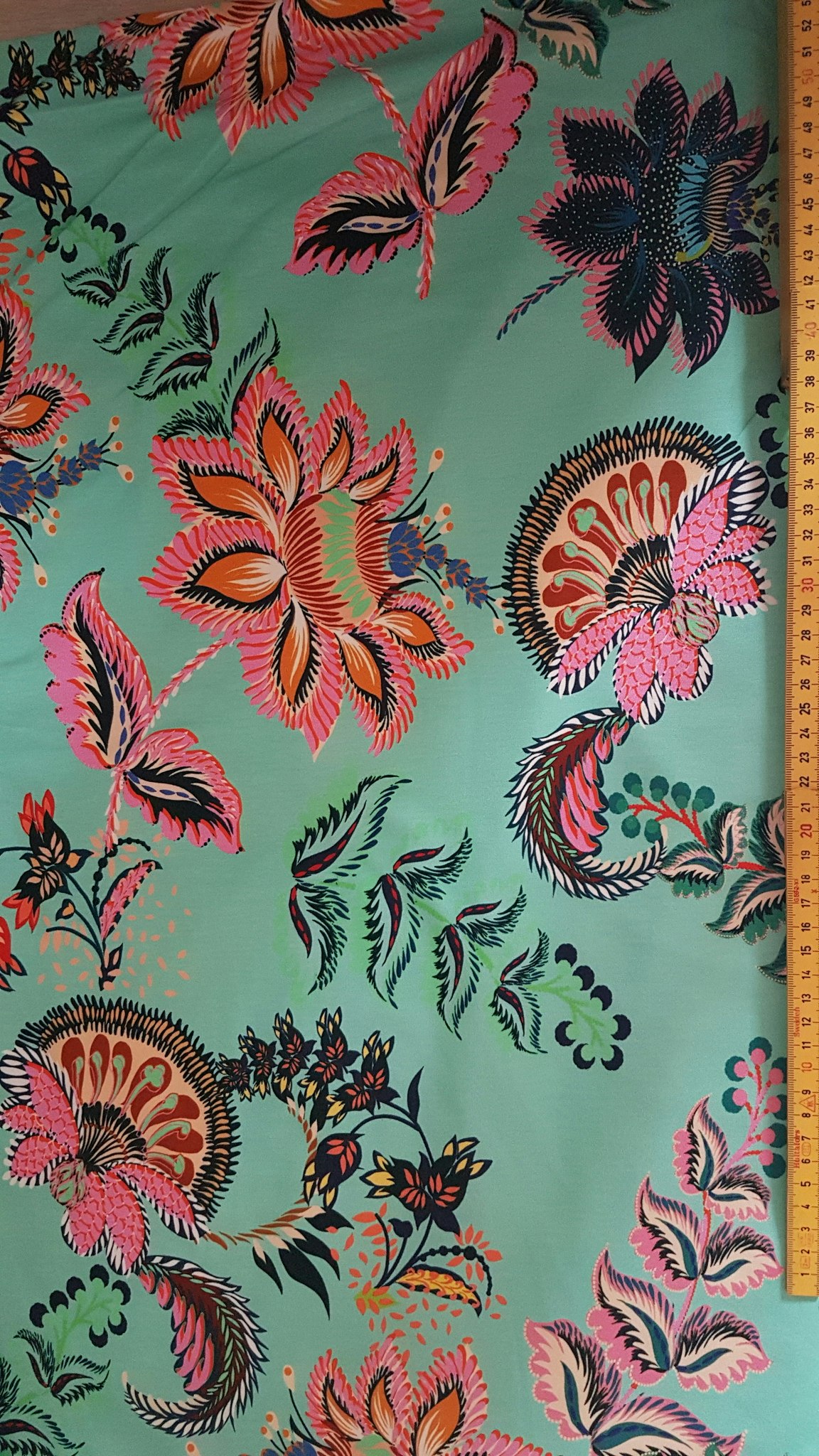 Blommor Turkos, Sommar Single Jersey Viscose OUTLET
