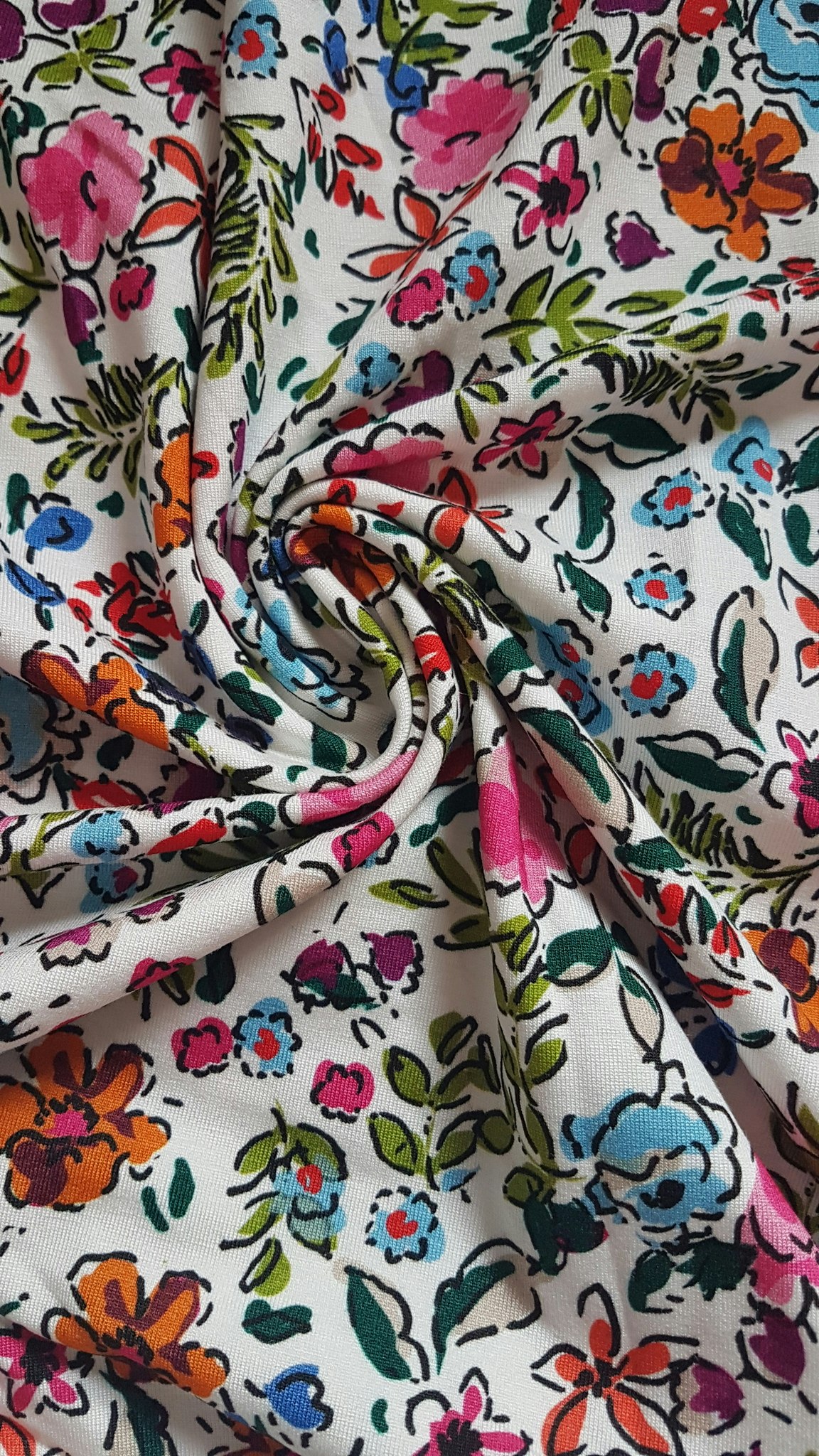 Små Blommor Vitt, Sommar Single Jersey Viscose OUTLET