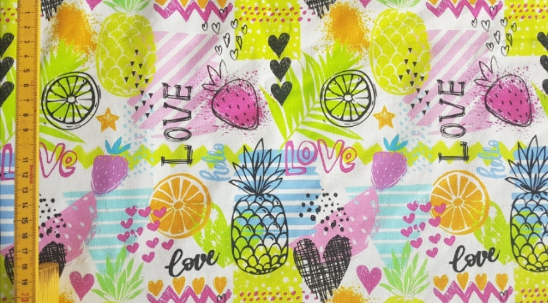 Tyg tyger sommar trikå ananas