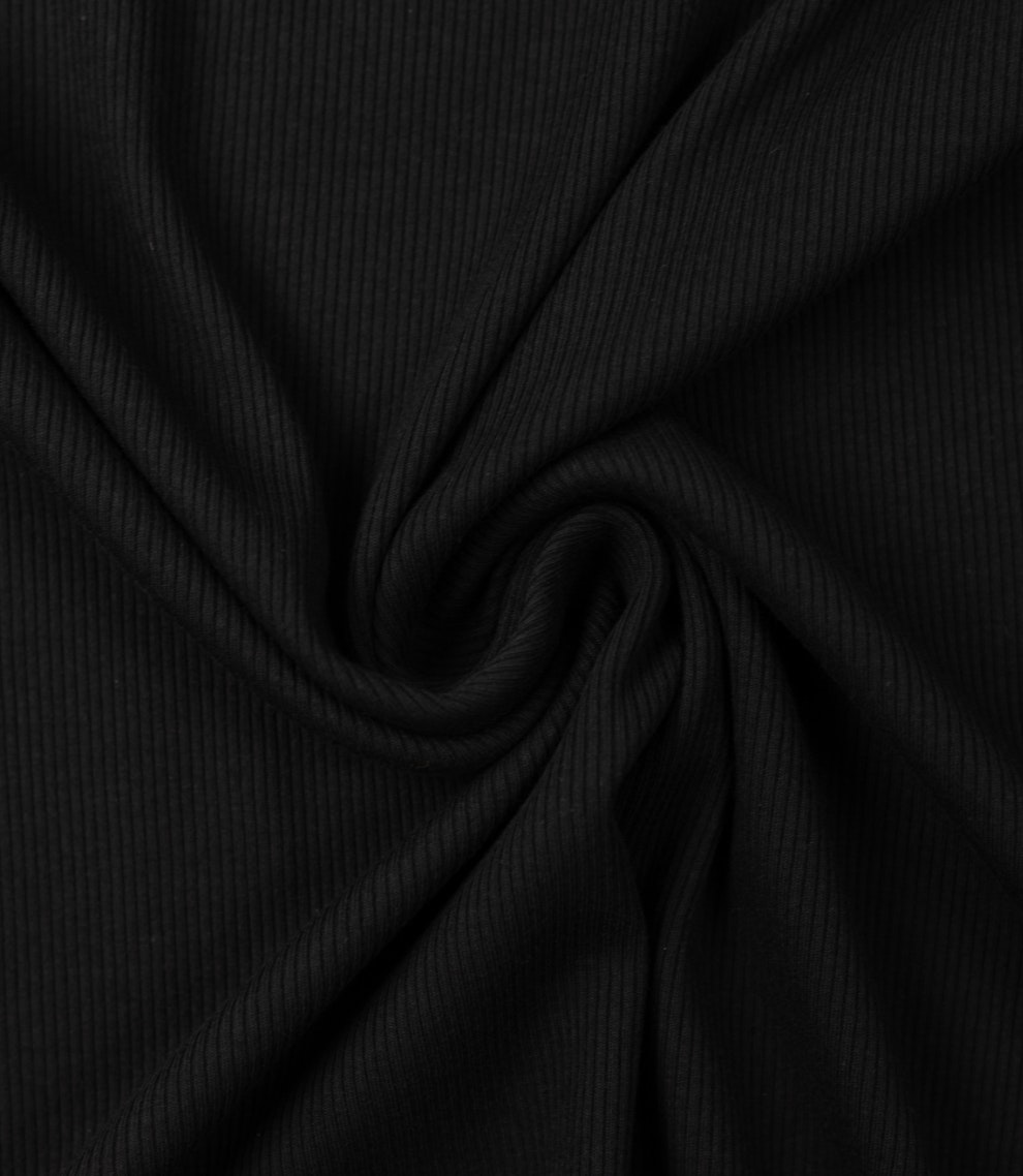 Jersey single Jersey trikå svart ribbad
