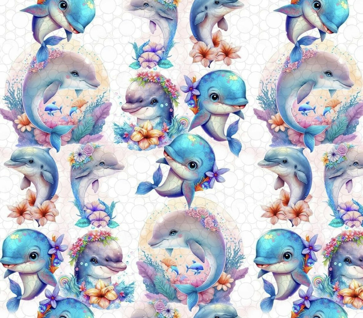 Tyg tyger French Terry college jogging delfin delfiner