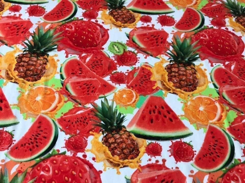 Tyg tyger trikå singel Jersey vattenmelon ananas jordgubbar frukt