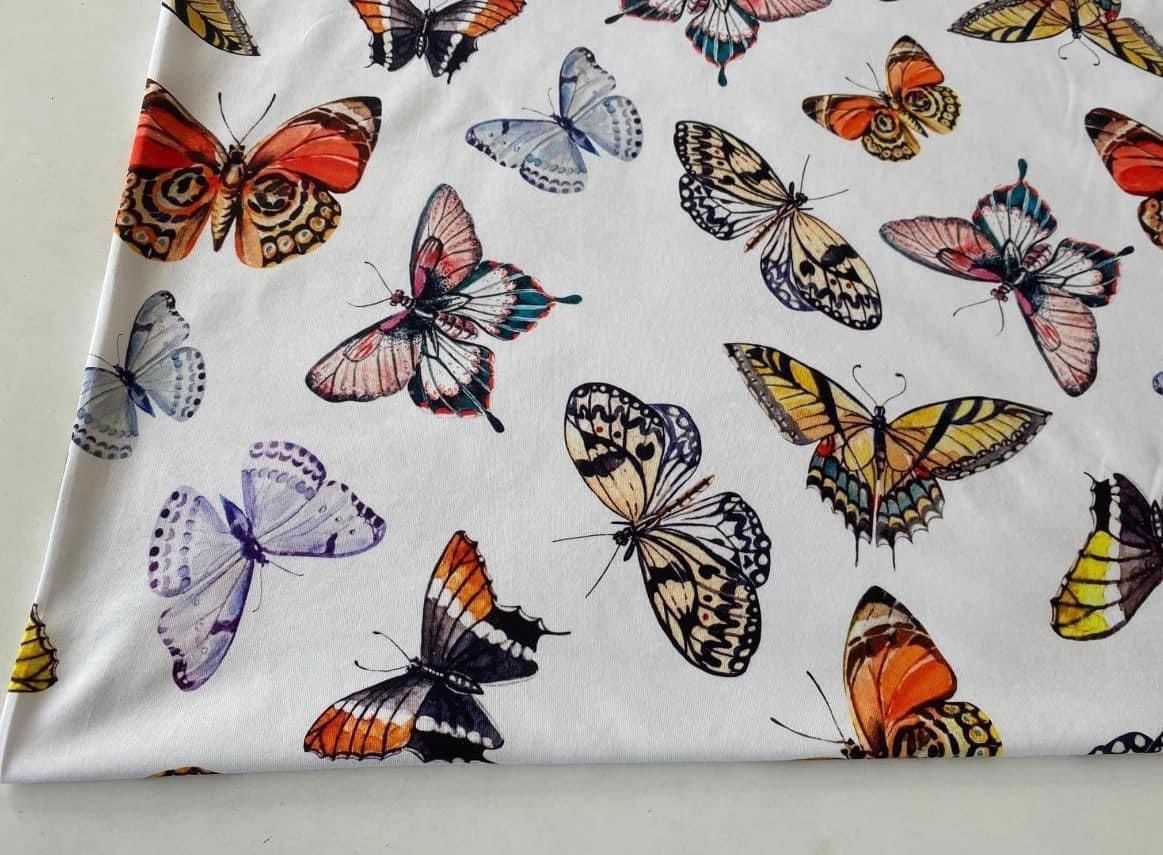 Tyg tyger trikå singel Jersey fjärilar