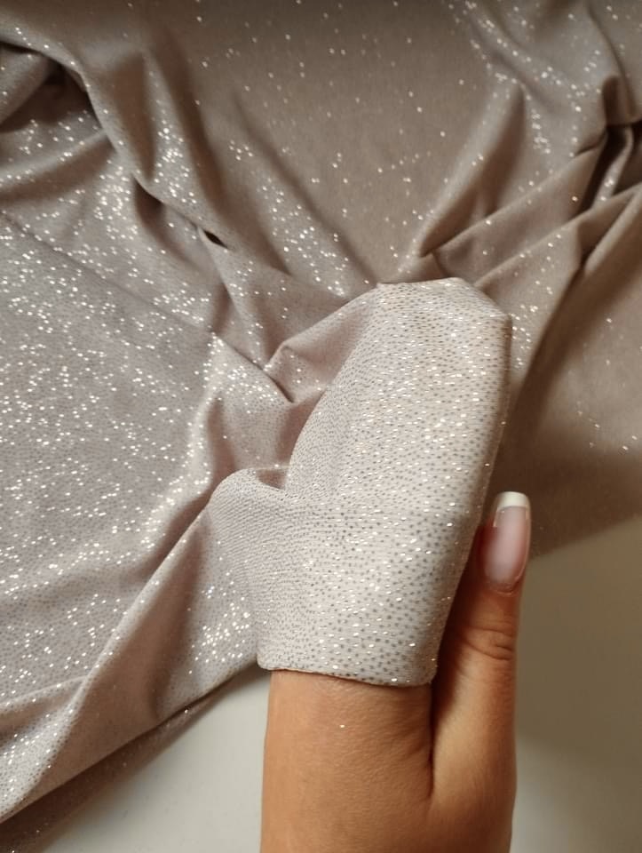 Beige Glitter ITY Singel Jersey