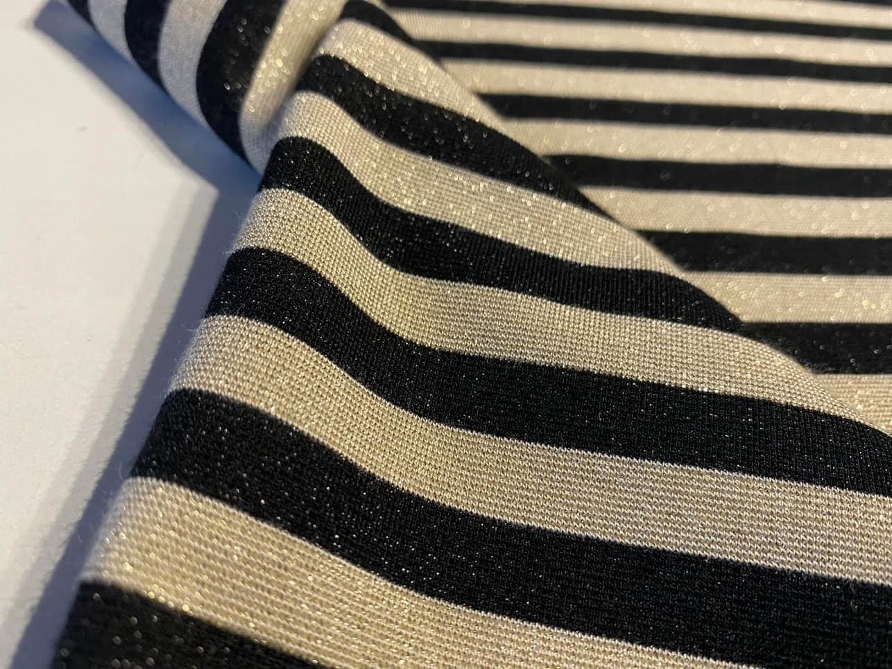 Tyg tyger trikå singel Jersey glitter ränder randig