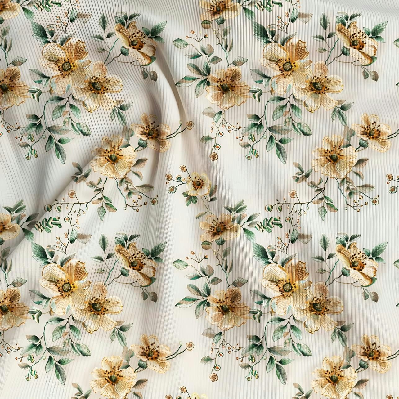 Tyg tyger trikå ribbat ribbad blommor