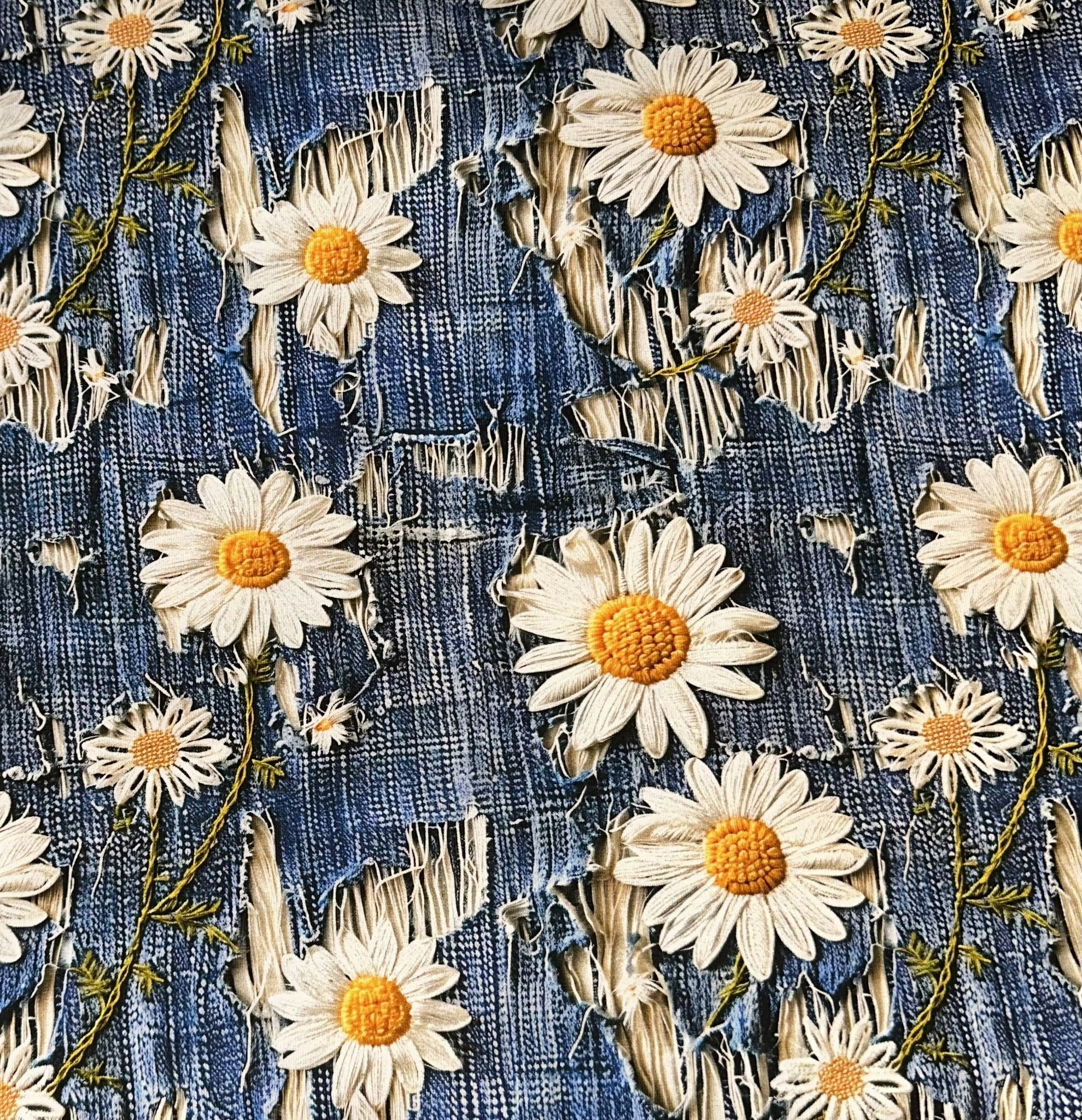 Tyg tyger trikå singel Jersey blommor prästkrage