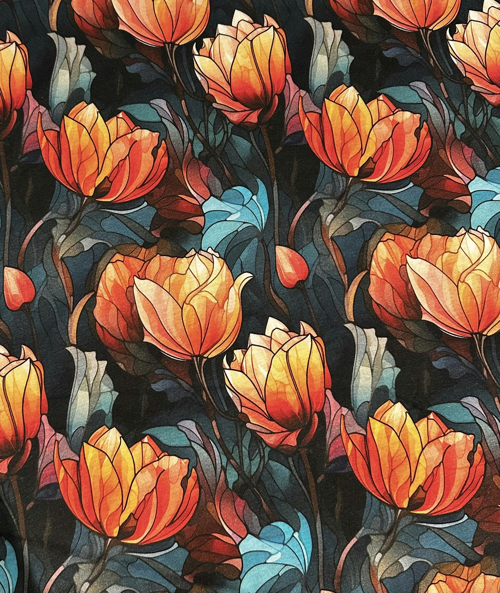 Tyg tyger trikå singel Jersey bomull blommor