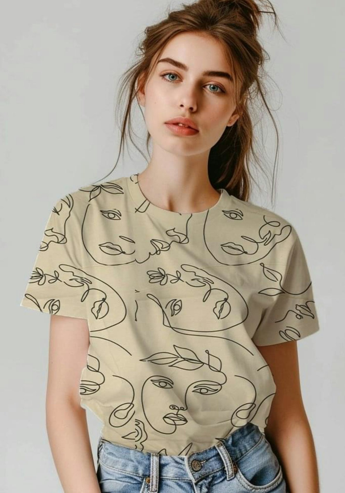 Ansikte Beige Single Jersey  OUTLET