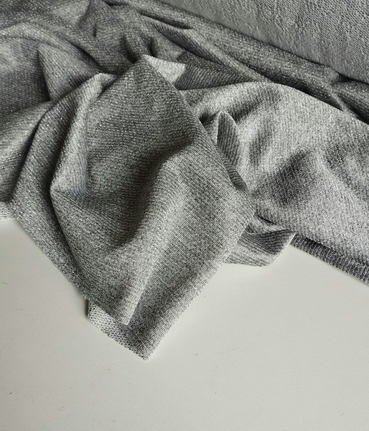 Grå med Silver Tråd French Terry  OUTLET