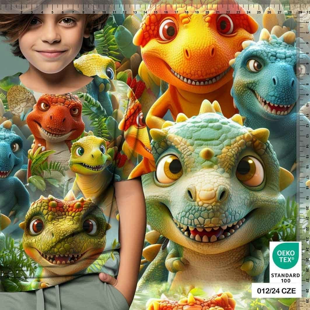 Tyg tyger french terry college Dino dinosaurier