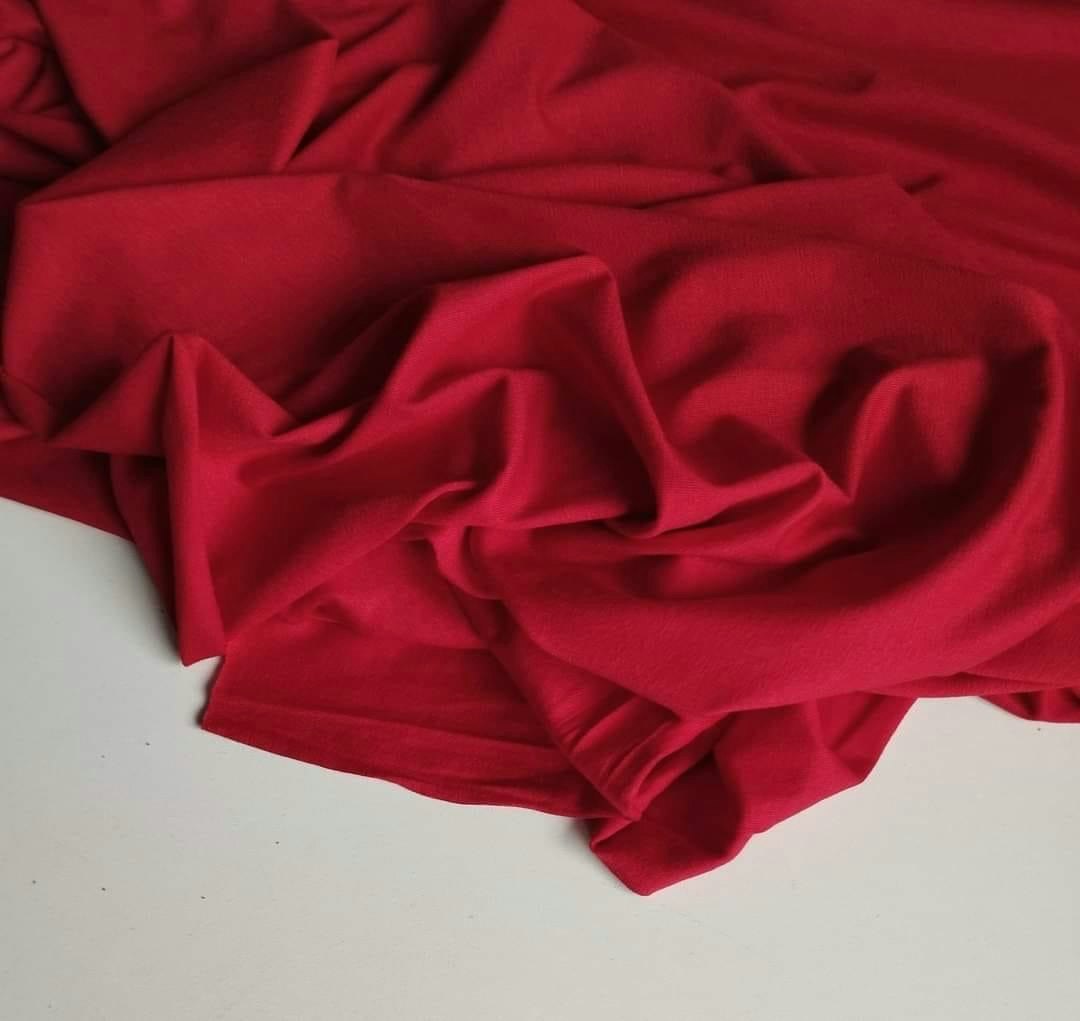 Tyg tyger trikå singel Jersey Viscose röd