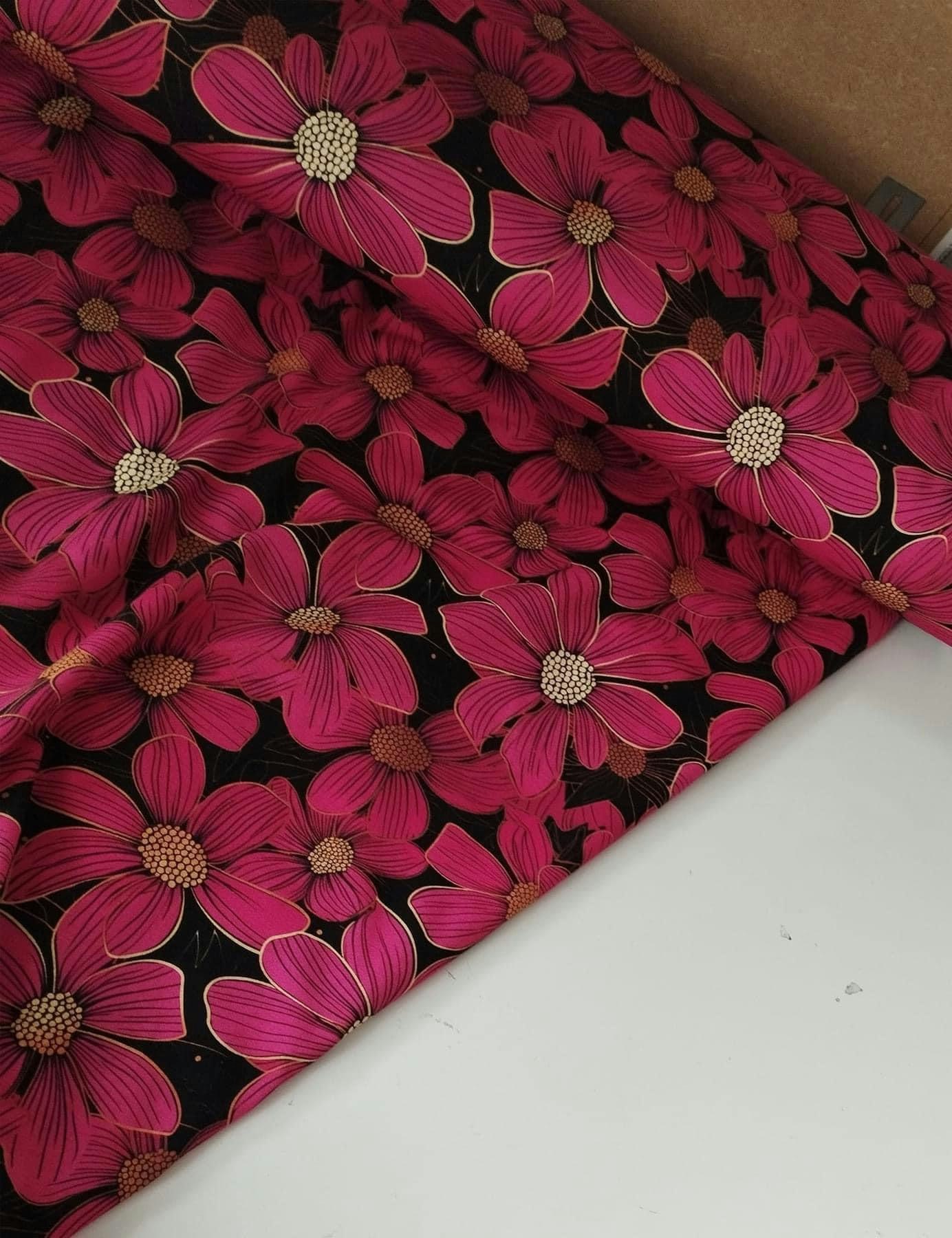 Tyg tyger trikå singel Jersey blommor