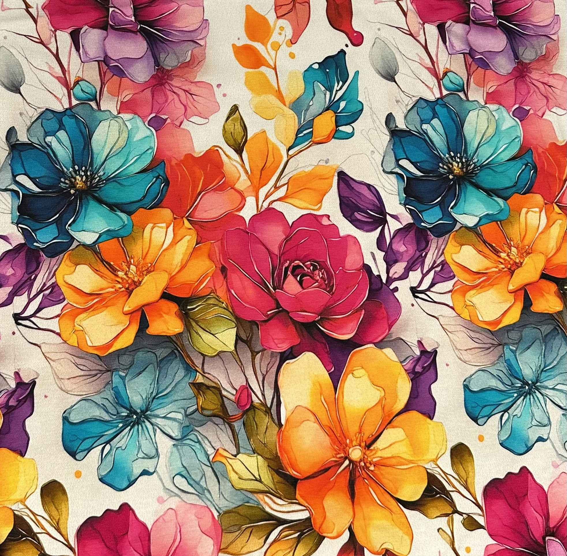 Tyg tyger trikå singel Jersey blommor