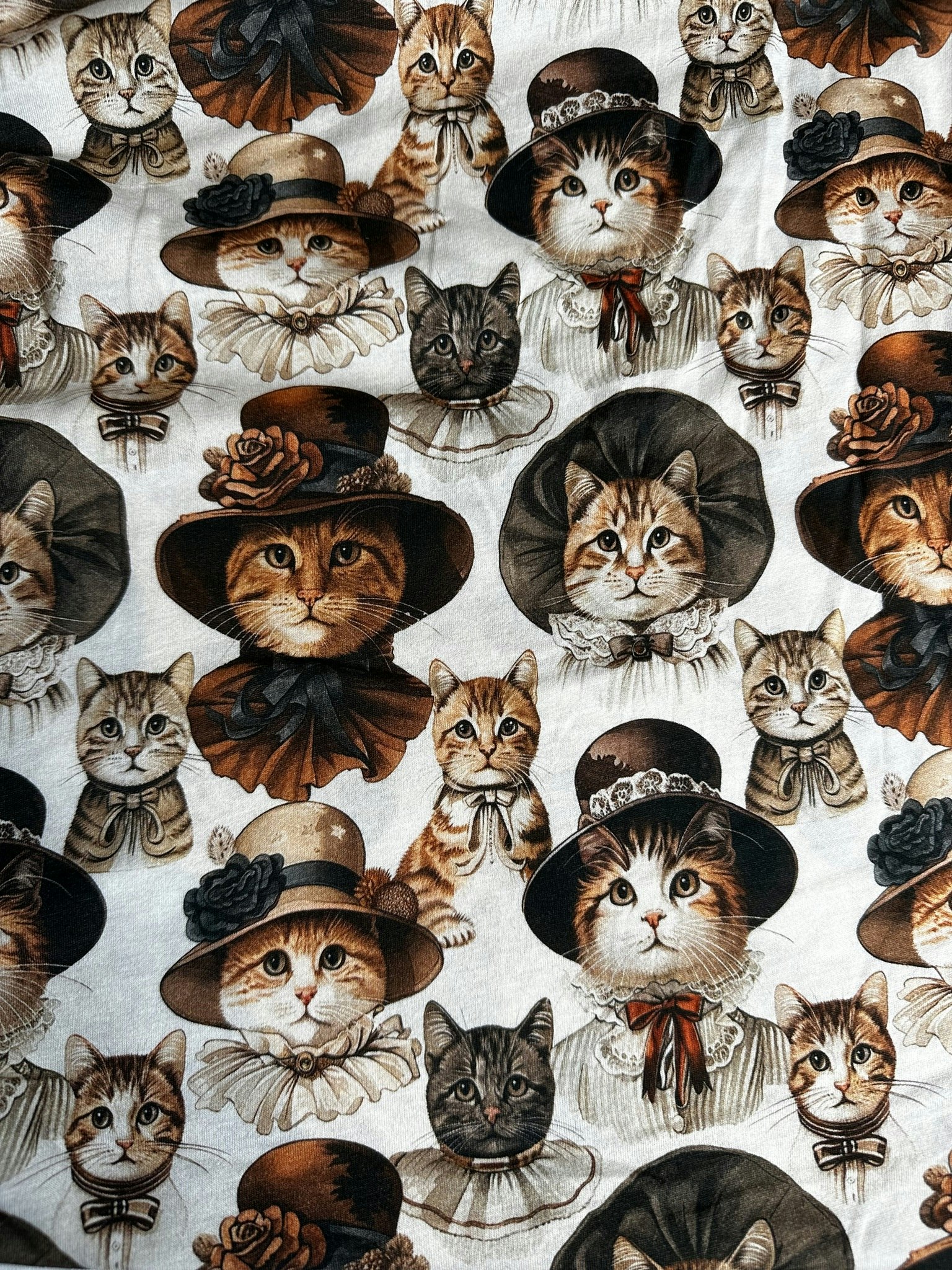 Tyg tyger trikå singel Jersey katt katter hatt hattar