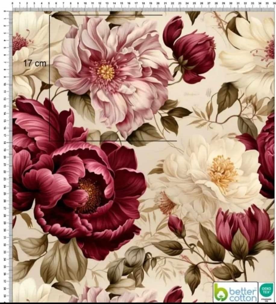 Tyg tyger Jersey trikå pioner blommor