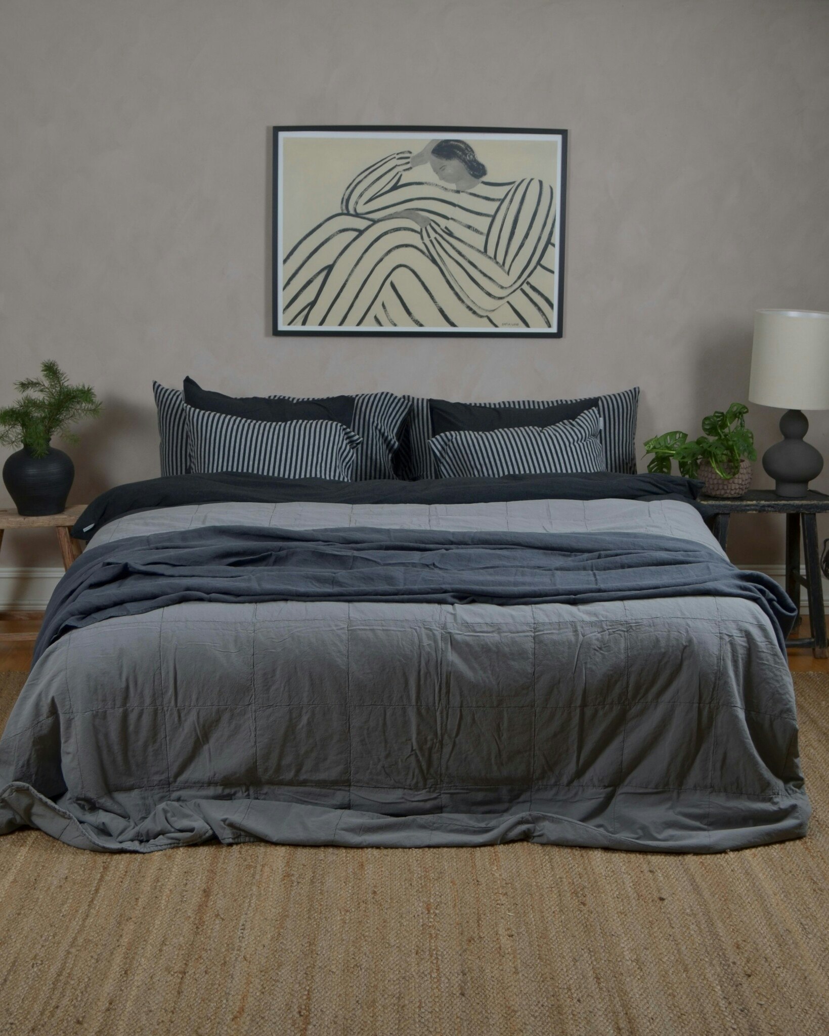 Quiltad pläd/ överkast bomull grå, Tine K Home 260x260 cm - Köp sängkläder,  kimonos, nattlinnen & plädar - Navy Stories