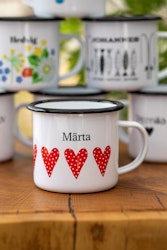 Enamel mug with own design - Hearts in a row