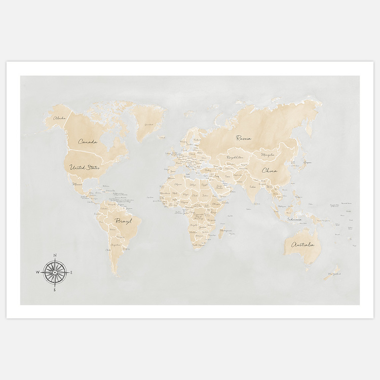 World Map beige