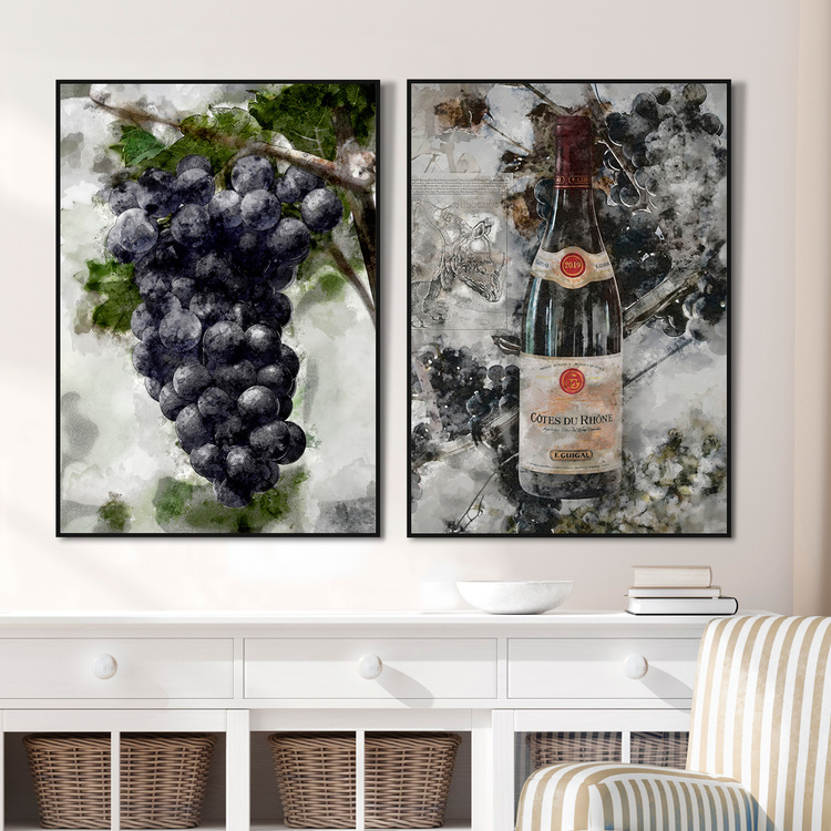 Gallery Wall Wine & Grapes inspiration, artwork Insplendor art studio.