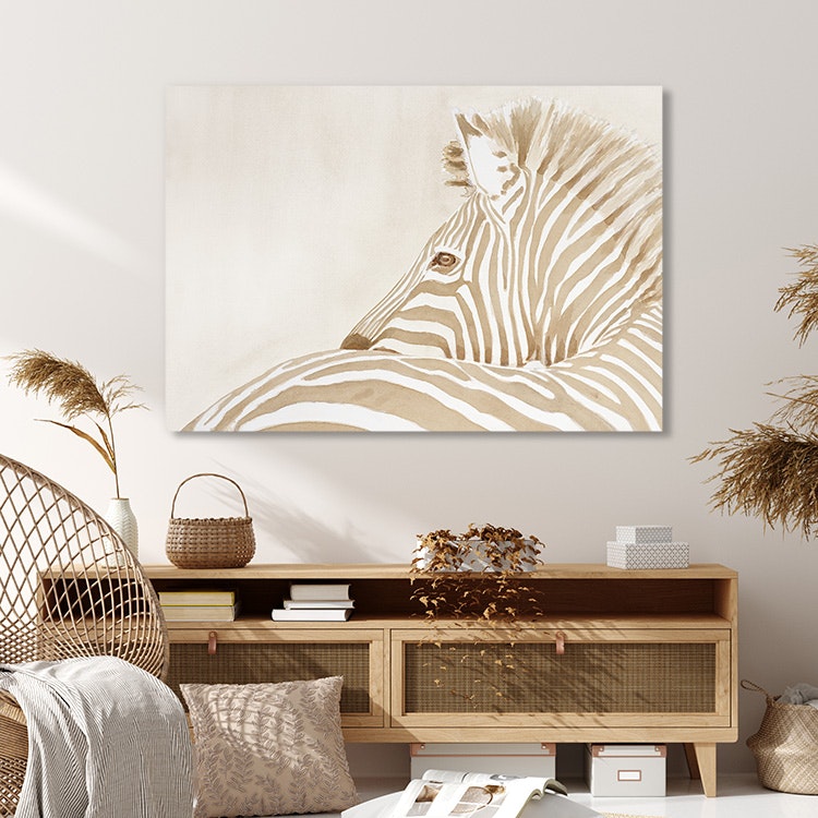 Zebra in beige Canvas Print
