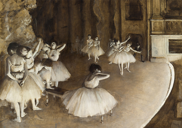 Ballet Rehearsal on Stage by Edgar Degas – Canvas Print