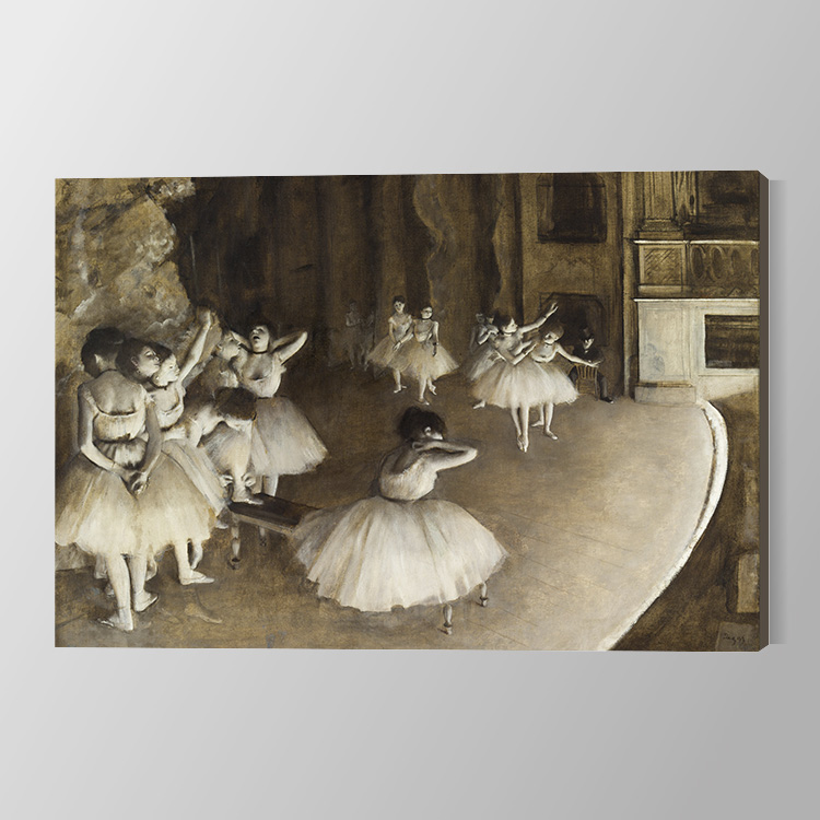Ballet Rehearsal on Stage by Edgar Degas – Canvas Print